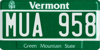 VT license plate MUA958