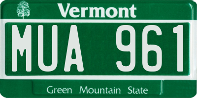 VT license plate MUA961