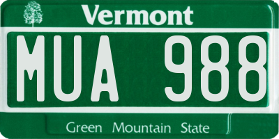 VT license plate MUA988