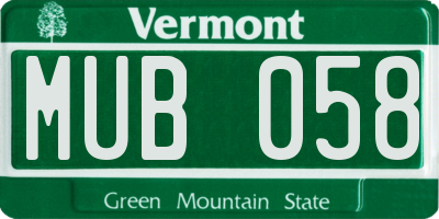 VT license plate MUB058