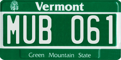 VT license plate MUB061