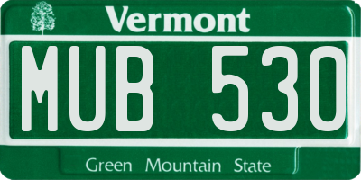 VT license plate MUB530