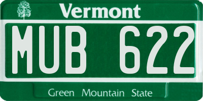 VT license plate MUB622
