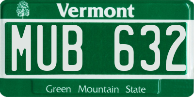 VT license plate MUB632