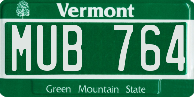 VT license plate MUB764