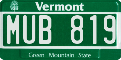VT license plate MUB819