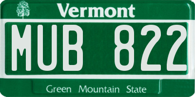 VT license plate MUB822