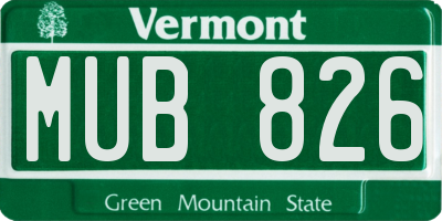 VT license plate MUB826