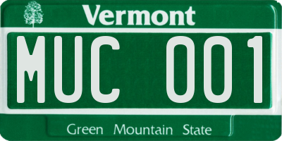 VT license plate MUC001