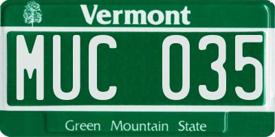 VT license plate MUC035
