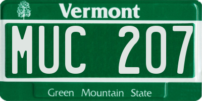 VT license plate MUC207