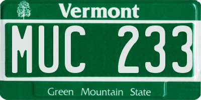 VT license plate MUC233