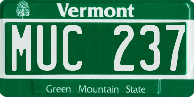 VT license plate MUC237