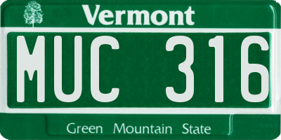 VT license plate MUC316