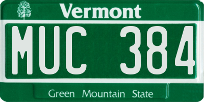 VT license plate MUC384