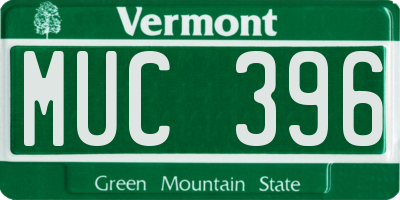 VT license plate MUC396