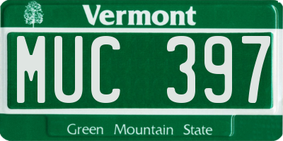 VT license plate MUC397