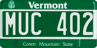 VT license plate MUC402