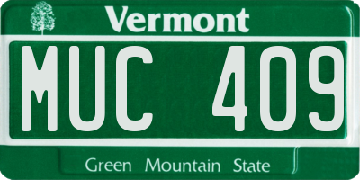 VT license plate MUC409