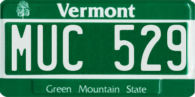 VT license plate MUC529