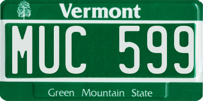 VT license plate MUC599