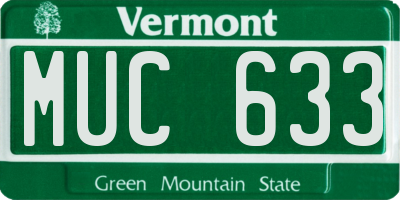 VT license plate MUC633