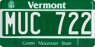 VT license plate MUC722