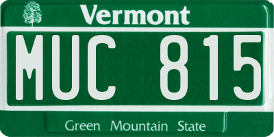VT license plate MUC815