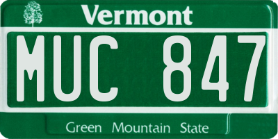 VT license plate MUC847