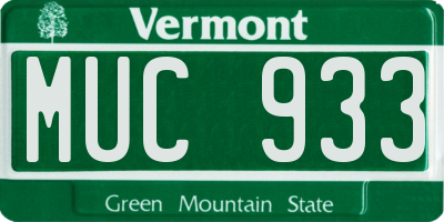 VT license plate MUC933