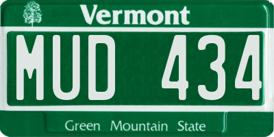 VT license plate MUD434