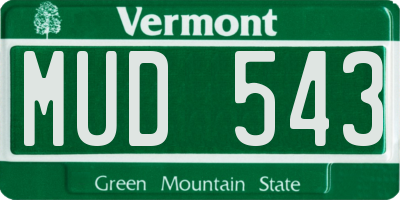 VT license plate MUD543