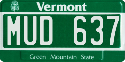 VT license plate MUD637