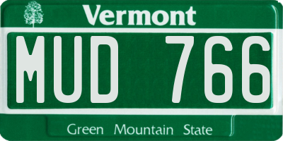 VT license plate MUD766
