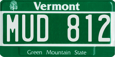 VT license plate MUD812