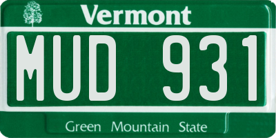 VT license plate MUD931