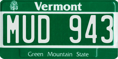 VT license plate MUD943