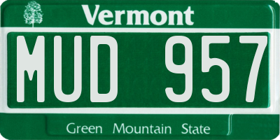 VT license plate MUD957
