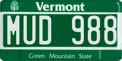 VT license plate MUD988