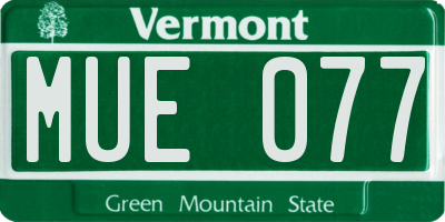 VT license plate MUE077