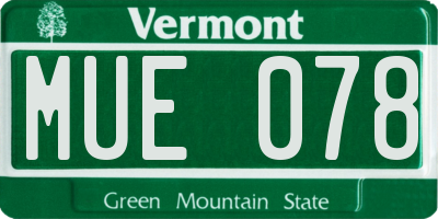 VT license plate MUE078