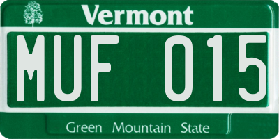 VT license plate MUF015