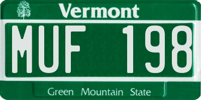 VT license plate MUF198