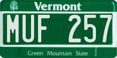 VT license plate MUF257