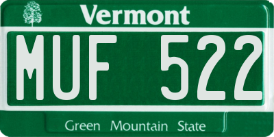 VT license plate MUF522