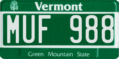 VT license plate MUF988