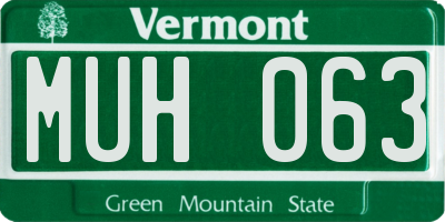 VT license plate MUH063