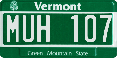 VT license plate MUH107