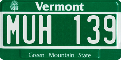 VT license plate MUH139