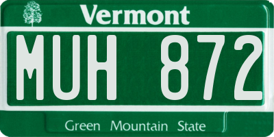 VT license plate MUH872